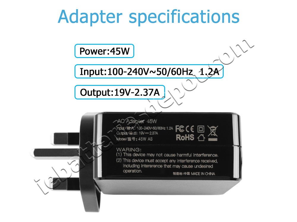 Original 45W Acer TravelMate P2 TMP214-53-544H Adapter Charger + Cord