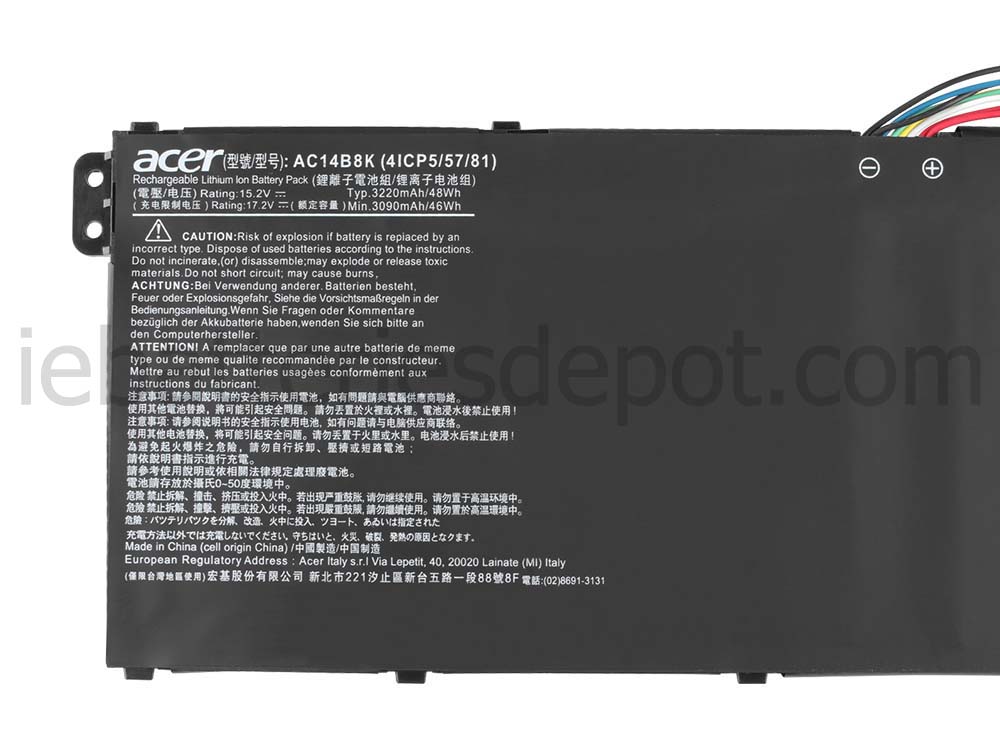 Original 3220mAh 48Wh 4-Cell Acer AC14B8K Battery