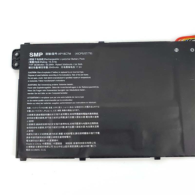 3634mAh 55.9Wh Acer AP18C7M Acer KT00407008 Battery