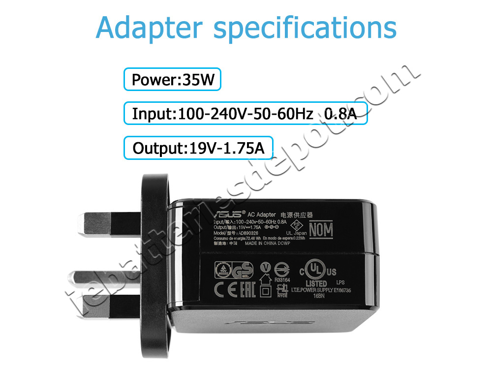 Original 33W Adapter Asus AD2131M20 + Cord