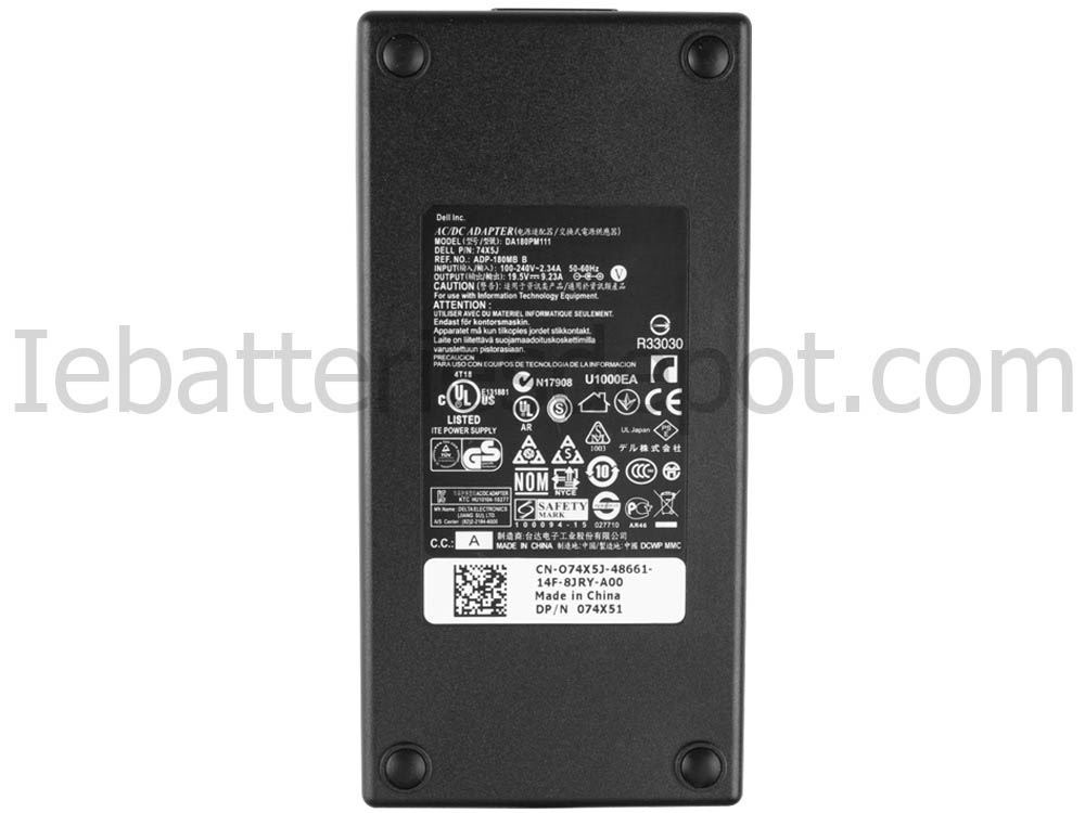 180W Adapter Dell ADP-180MB B 74X5J 074X5J DWG4P 0DWG4P 331-1465