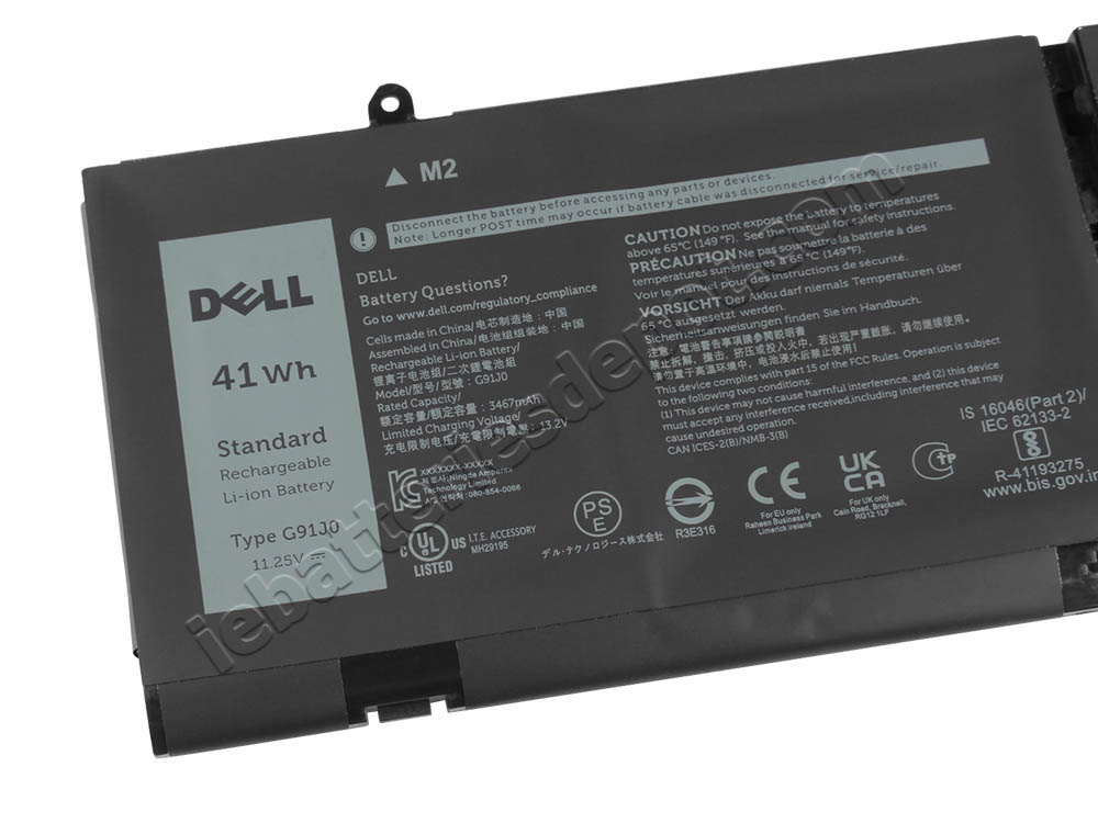 3640mAh 41Wh 4 Cell Dell G91J0 Latitude 3320 Battery