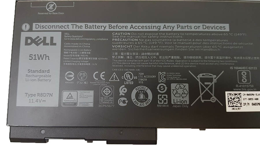 4255mAh 51Wh 2 Cell Dell Latitude 5401-02 Battery