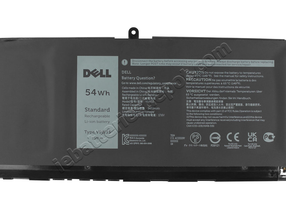 3600mAh 54Wh 4 Cell Dell Latitude 3520 P108F002 Battery