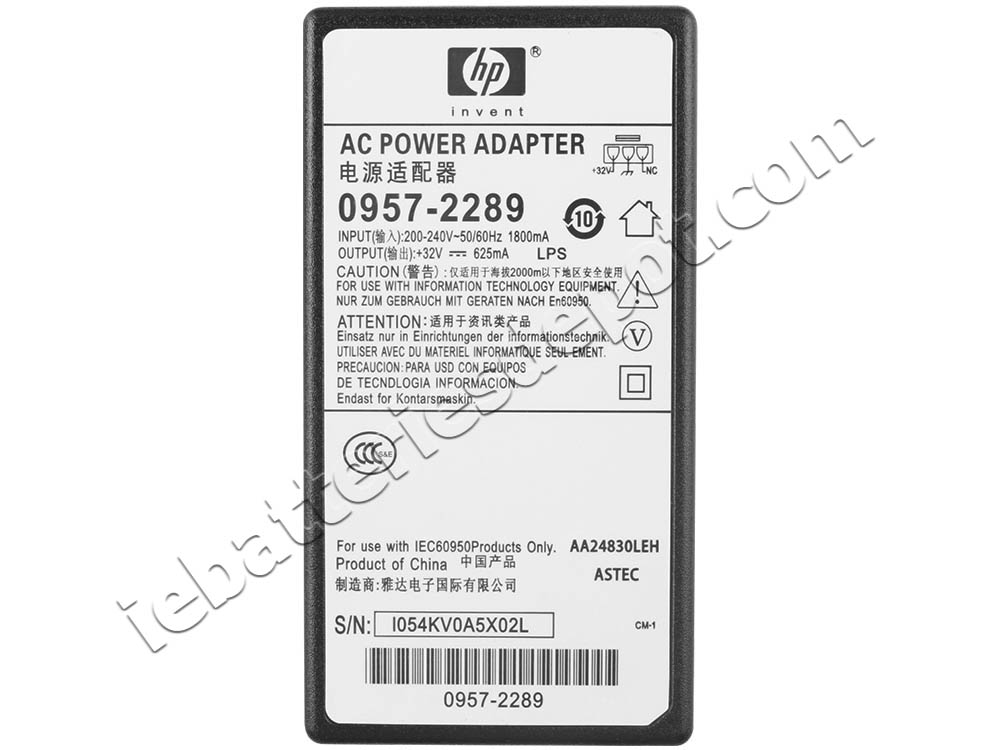 20W Adapter Charger HP 0950-4404 + Power Cord