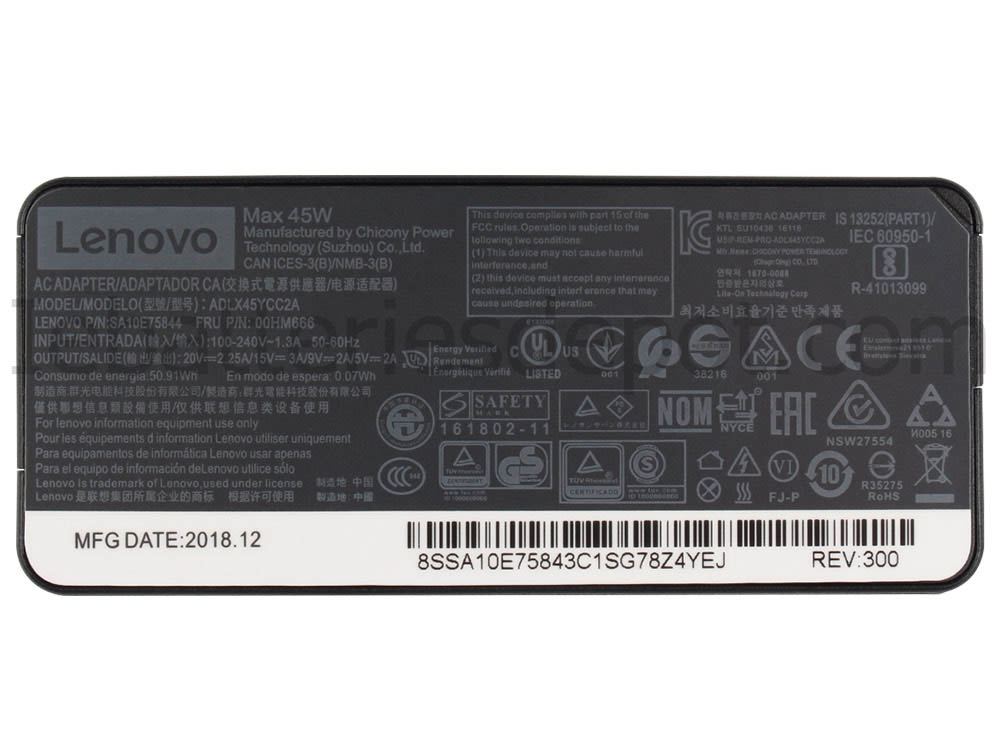 Original 45W USB-C Lenovo ThinkPad T470s 20HF0009 Adapter Charger