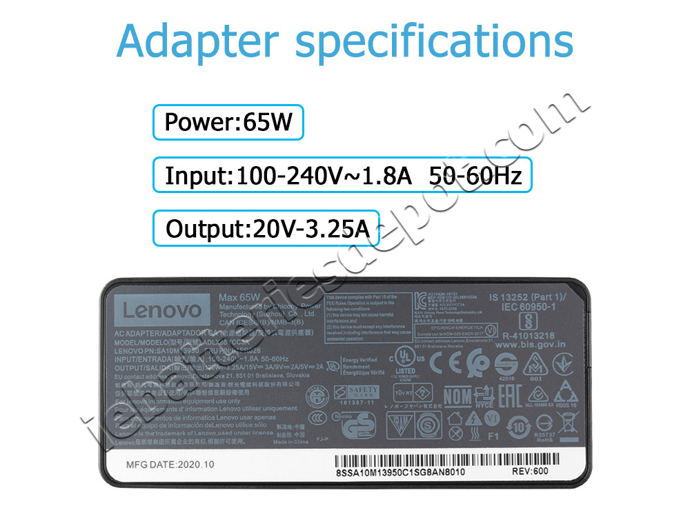 65W USB-C Lenovo ThinkPad E590 20NC0002RI Power Adapter Charger