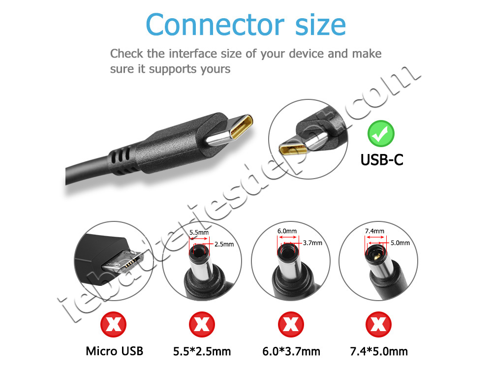 65W USB-C Lenovo ThinkPad E590 20NC0002RI Power Adapter Charger