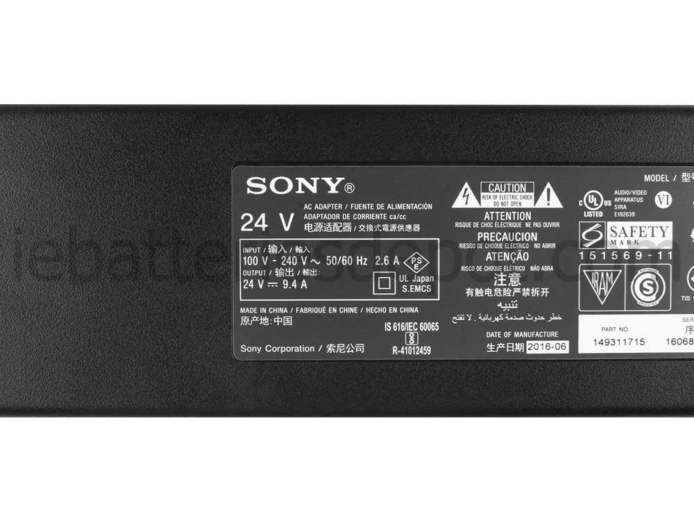 240W Power Adapter Charger Sony KDL-75X9400C KDL75X9400C + Free Cable