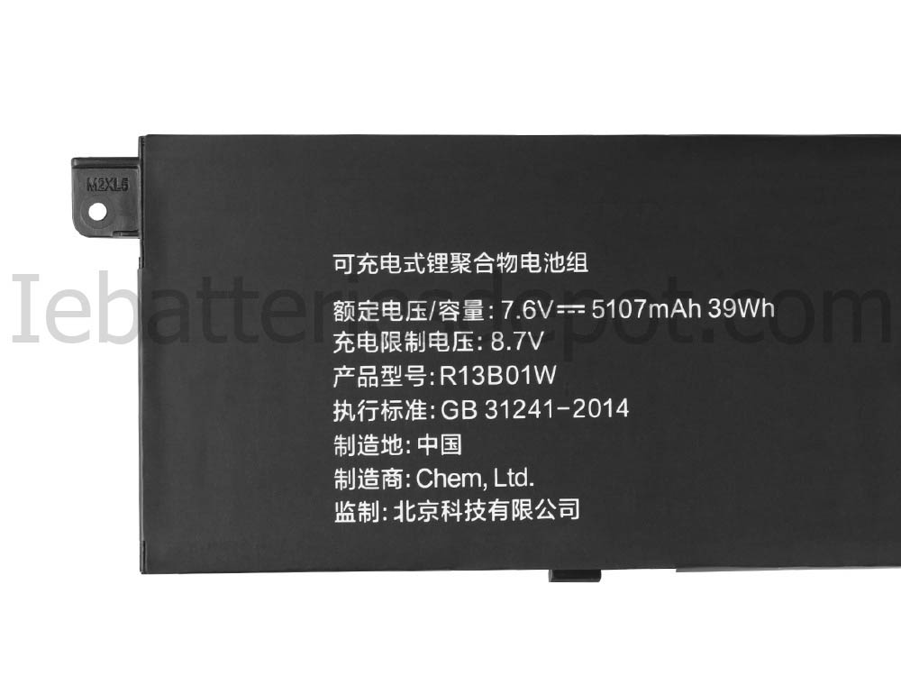 Original 5107mAh 39Wh Laptop Battery Xiaomi 161301-FB 161301-FC